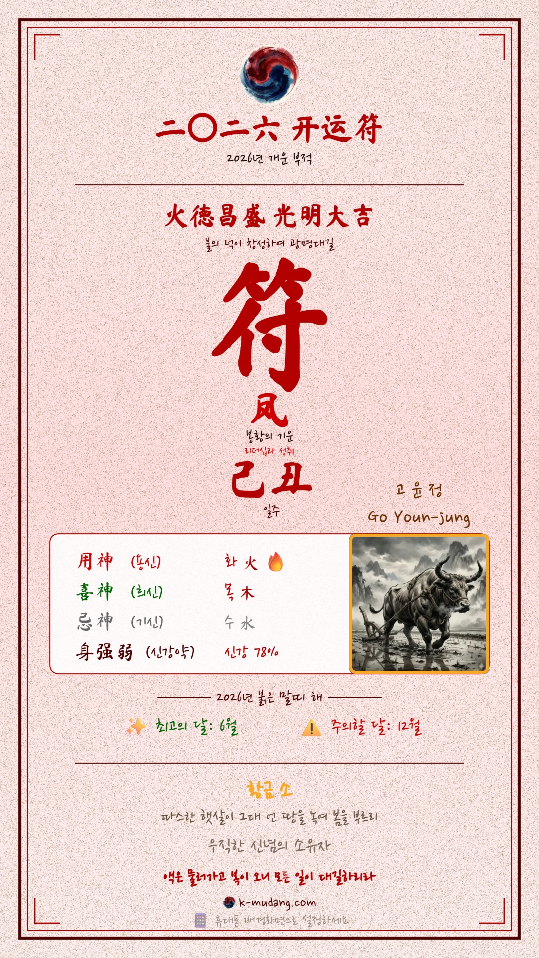 고윤정 수호 부적(符) — K-무당