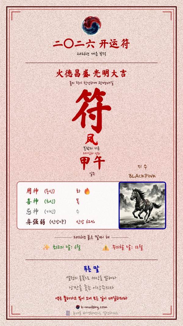 Jisoo 수호 부적 — K-무당