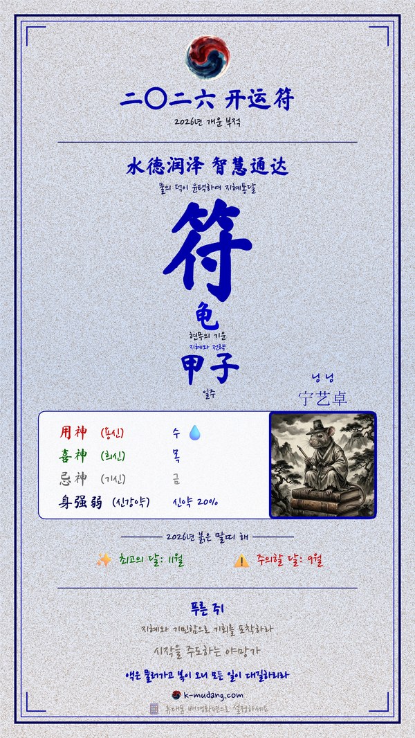 닝닝 수호 부적 — K-무당