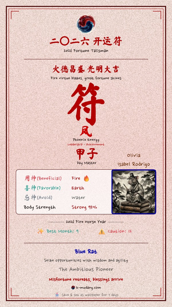 Olivia Rodrigo 수호 부적 — K-무당