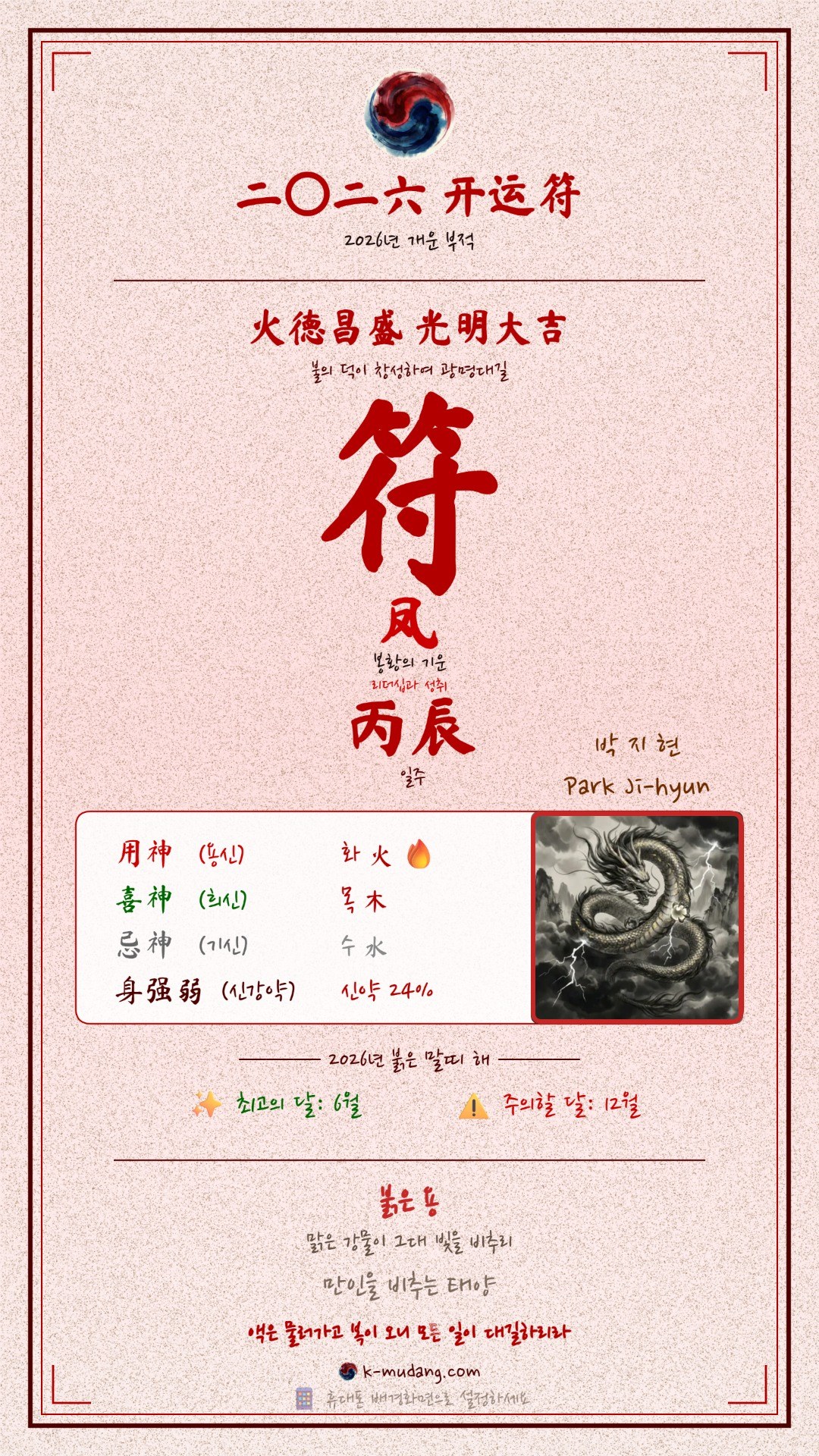 박지현 수호 부적(符) — K-무당