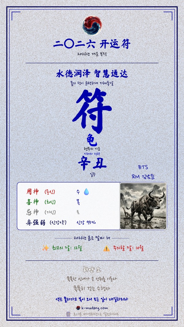 RM(김남준) 수호 부적 — K-무당