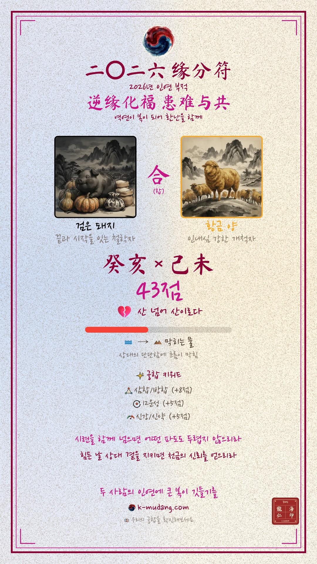 산 궁합 부적 — K-무당