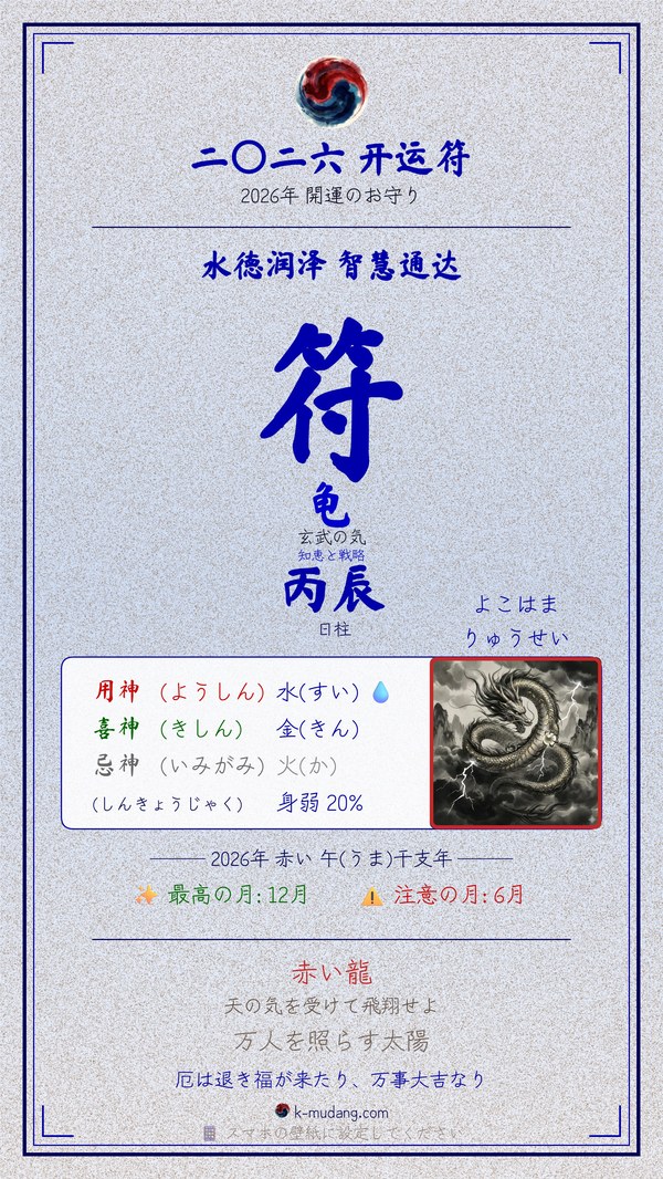 요코하마 류세이 수호 부적 — K-무당